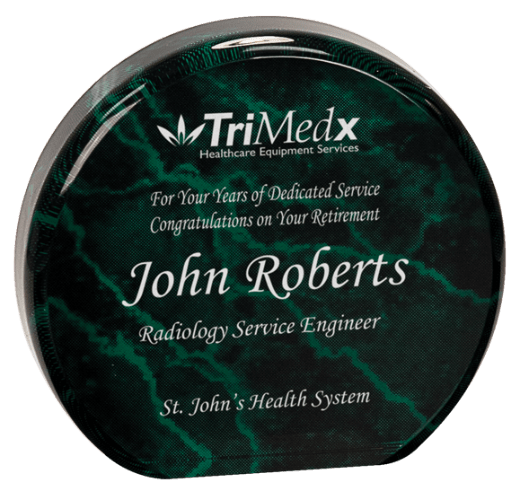 Circle Acrylic Award - Green Marble - Awards & More #