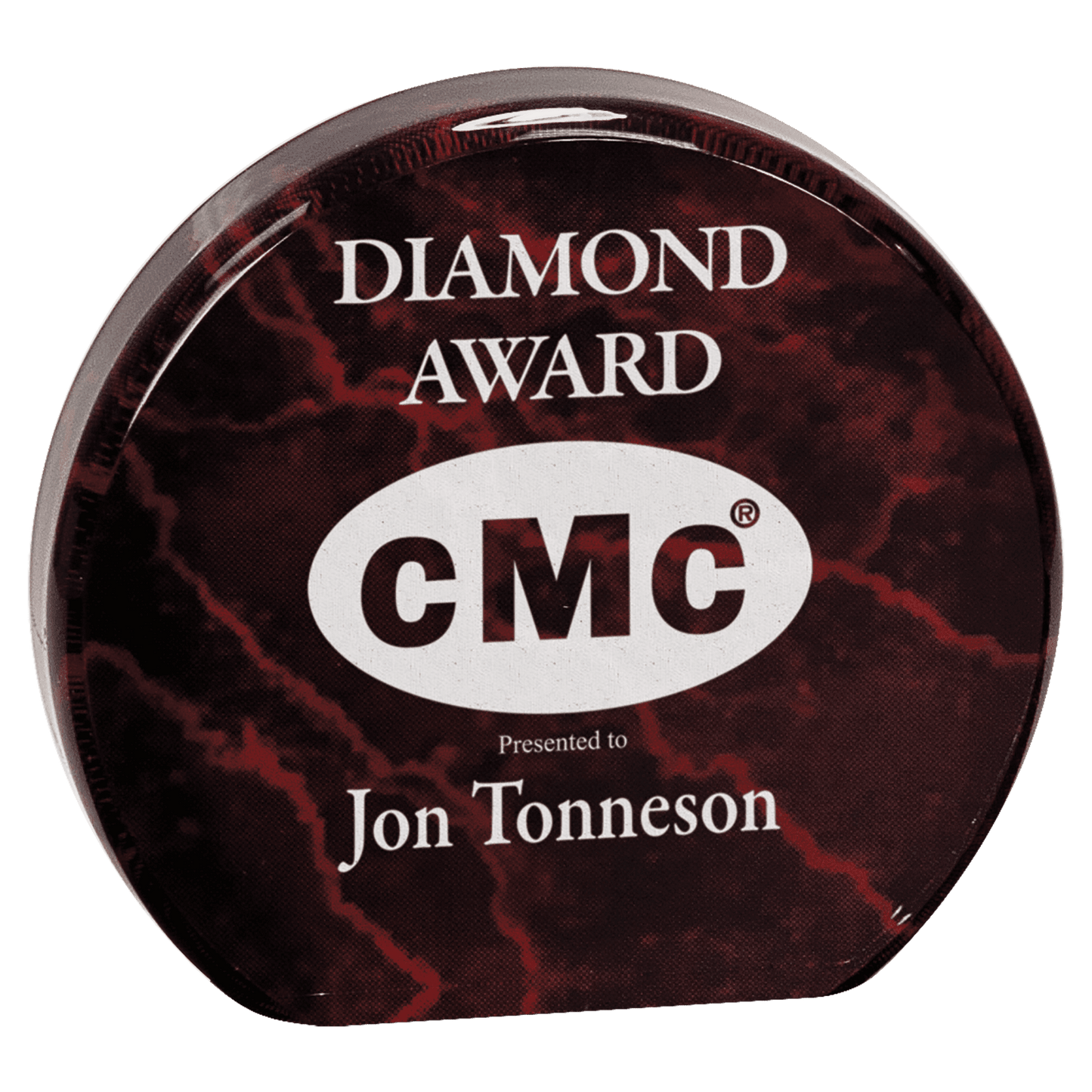 Circle Acrylic Award - Red Marble - Awards & More #