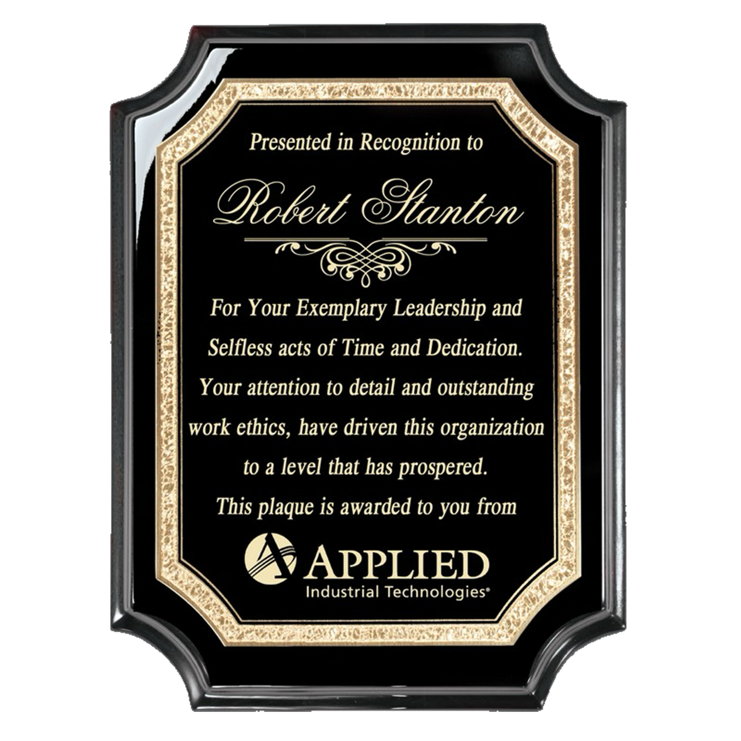 Concave Elegant Black Plaque - Gold Engraving