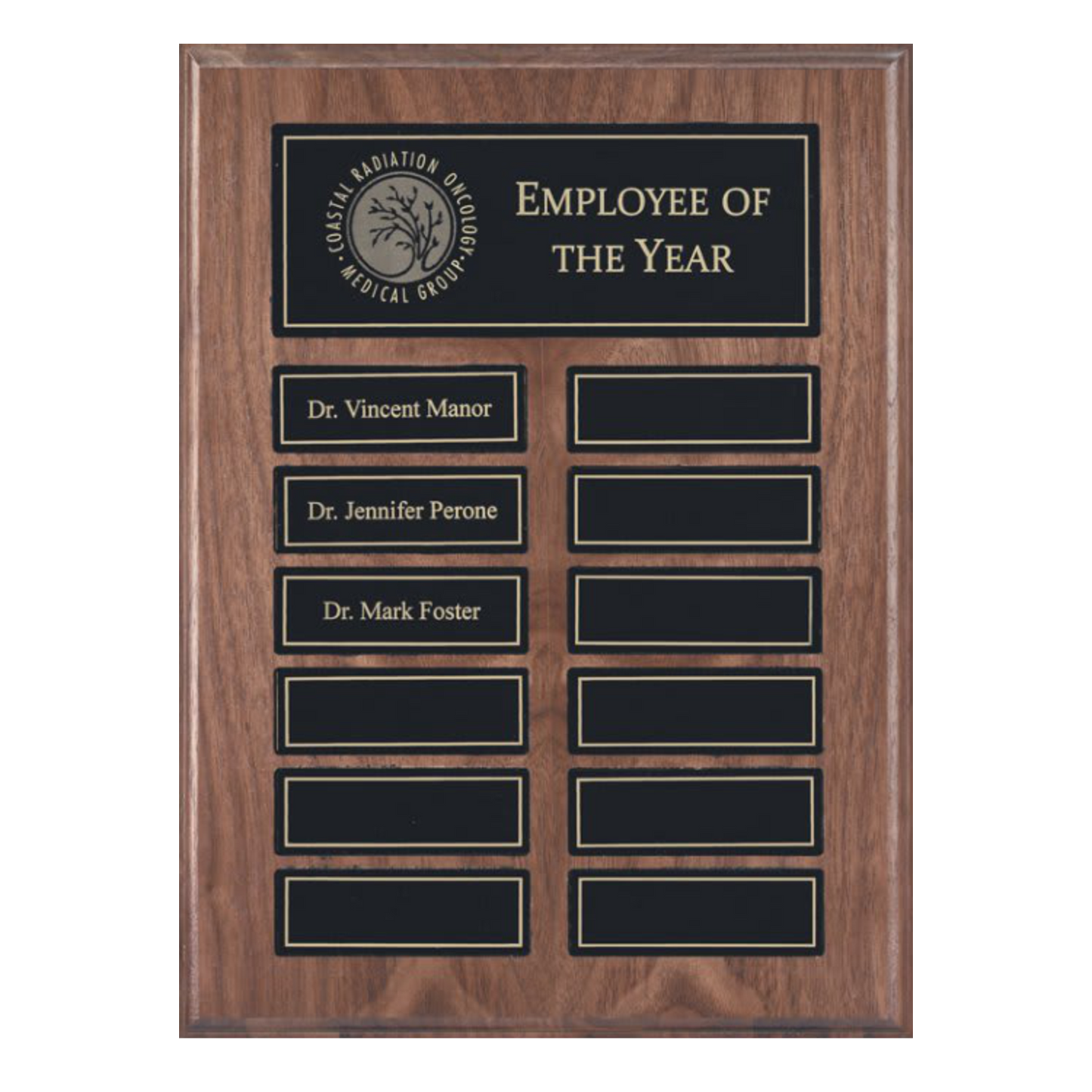 Walnut and Black Brass Perpetual Plaque