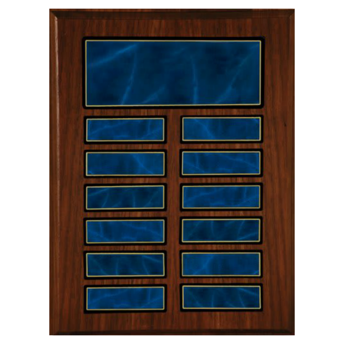 Walnut and Blue Marble Perpetual Plaque