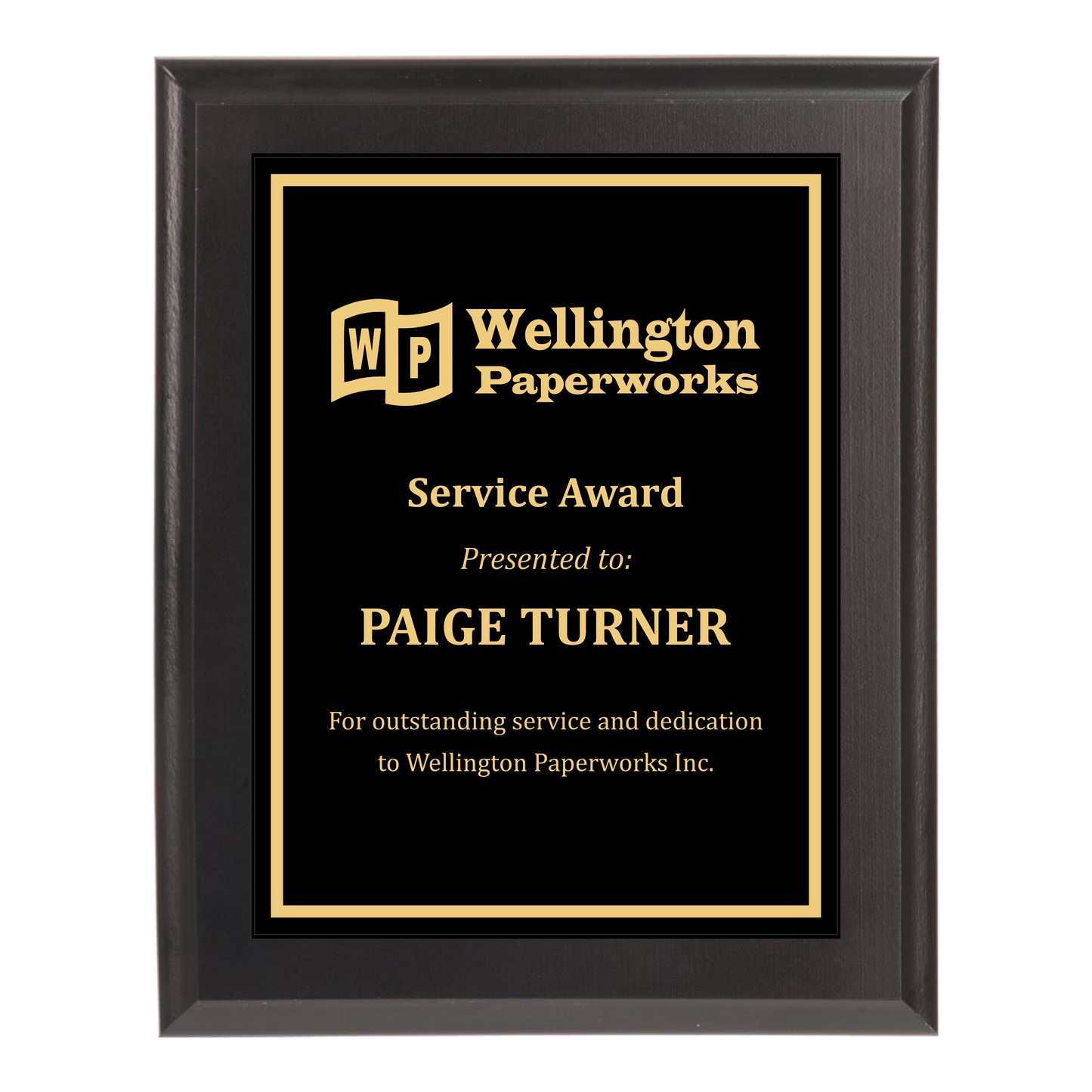 Classic Black Plaque - Black Plate with Gold Engraving - Awards & More #