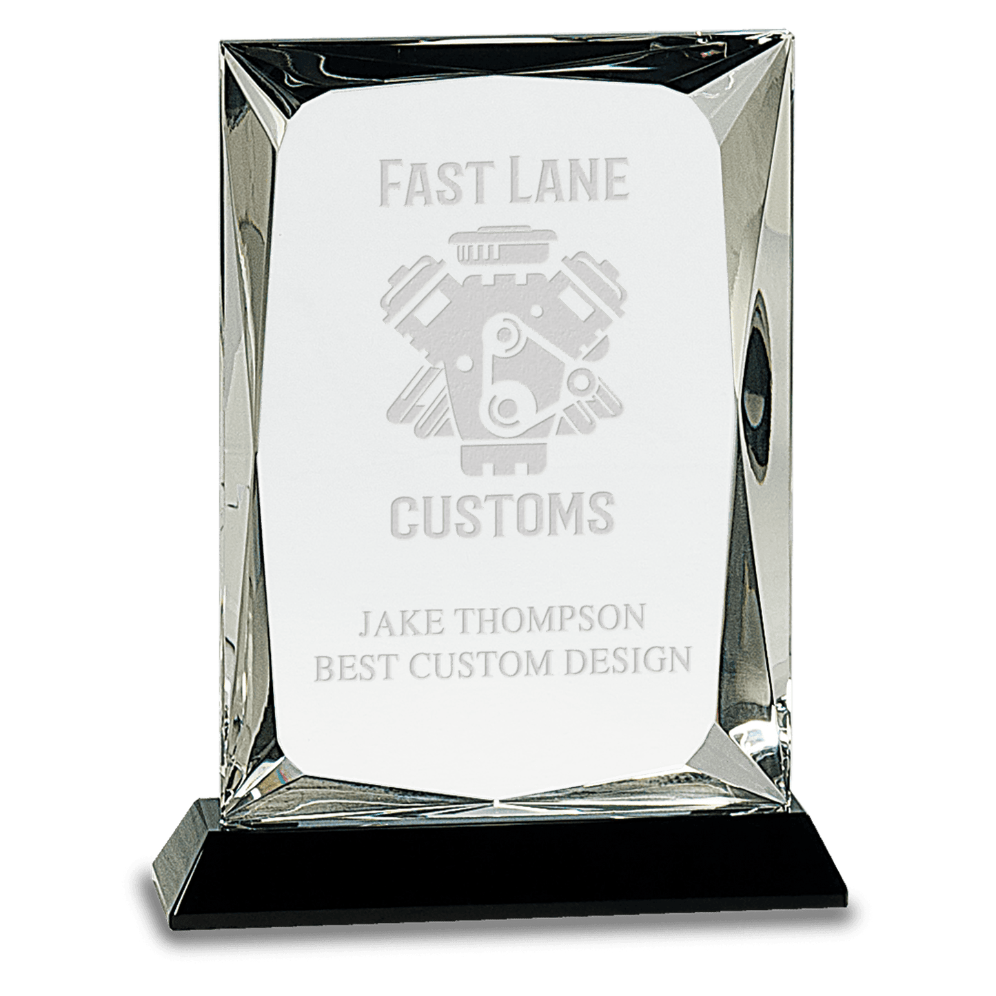 Crystal Rectangle on Base - Black - Awards & More #
