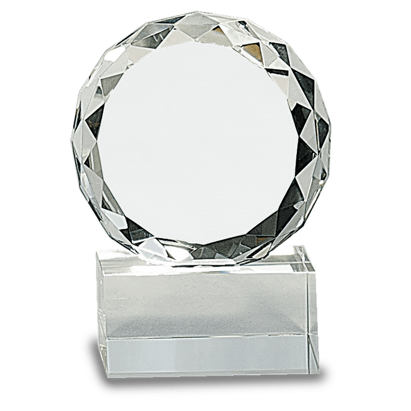 Round Facet Crystal on Pedestal Base - Clear - Awards & More #