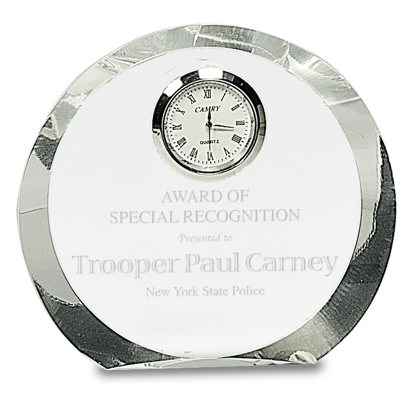 Clear Crystal Round Clock Award