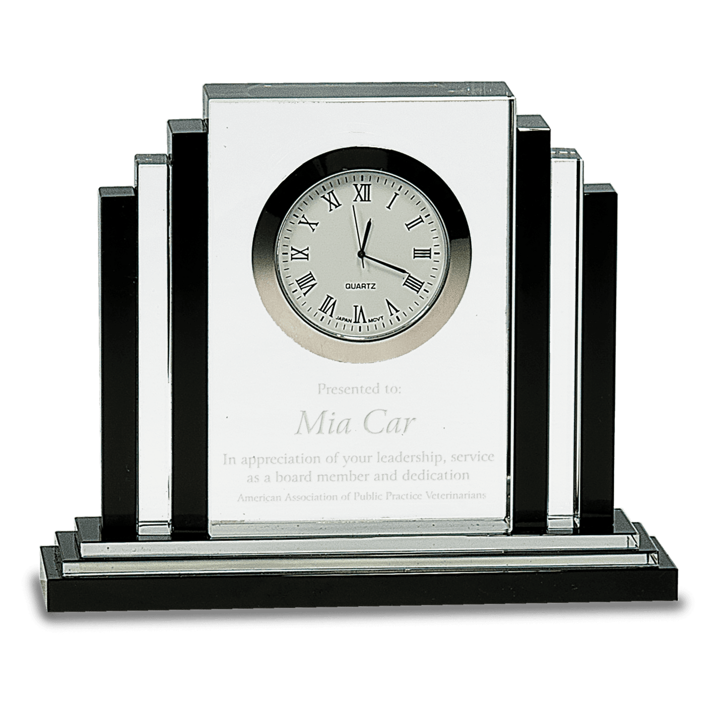 Crystal Clock Award with Black Trim