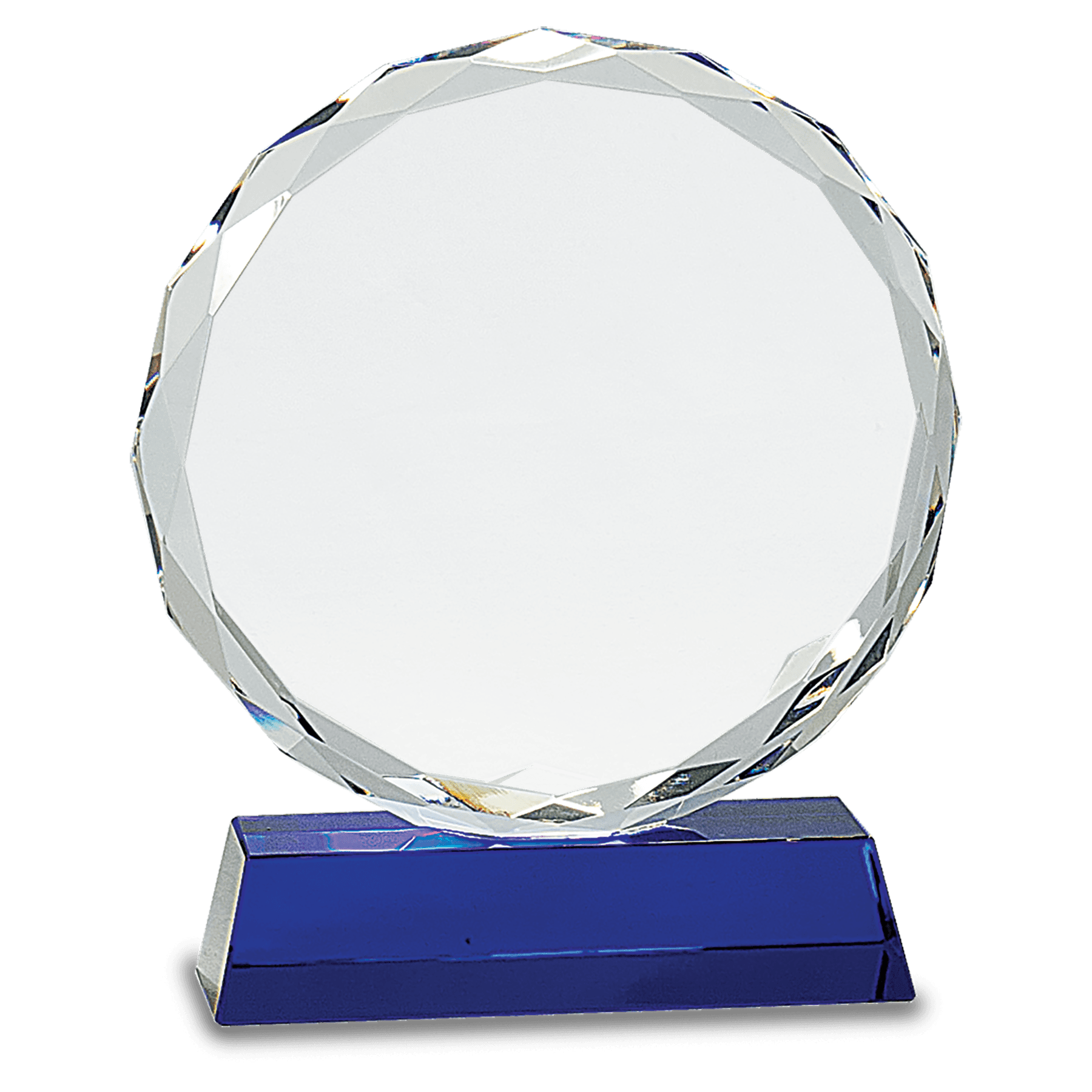 Round Facet Crystal on Pedestal Base - Blue - Awards & More #