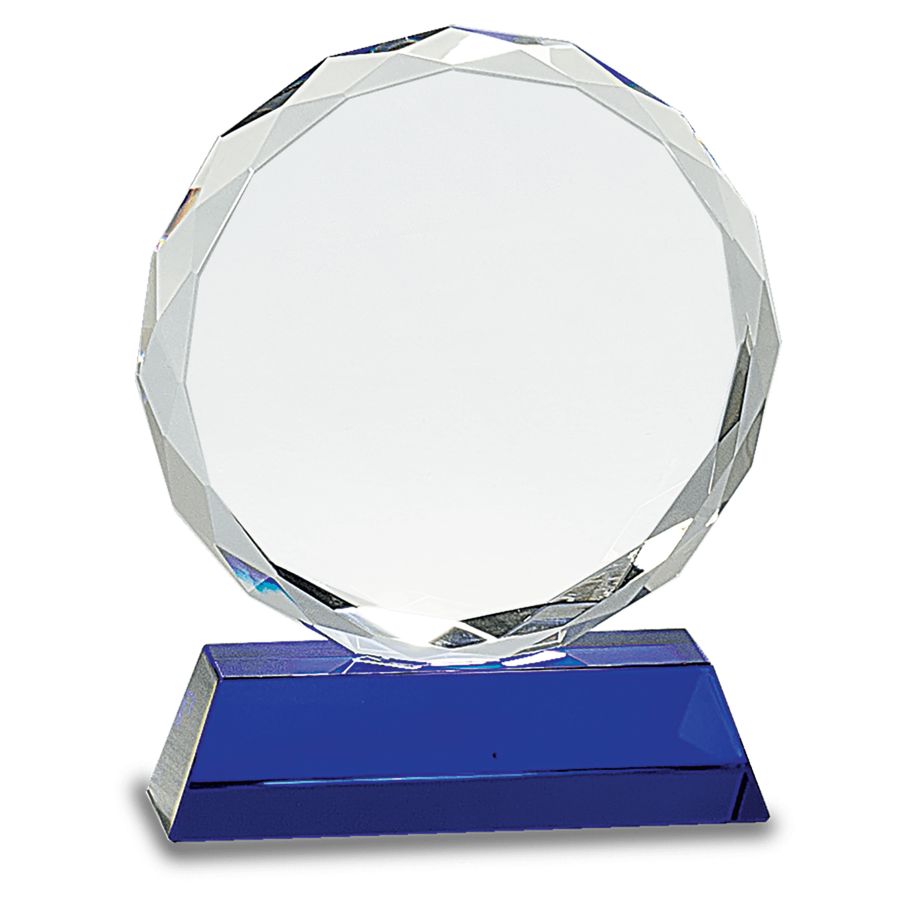 Round Facet Crystal on Pedestal Base - Blue - Awards & More #
