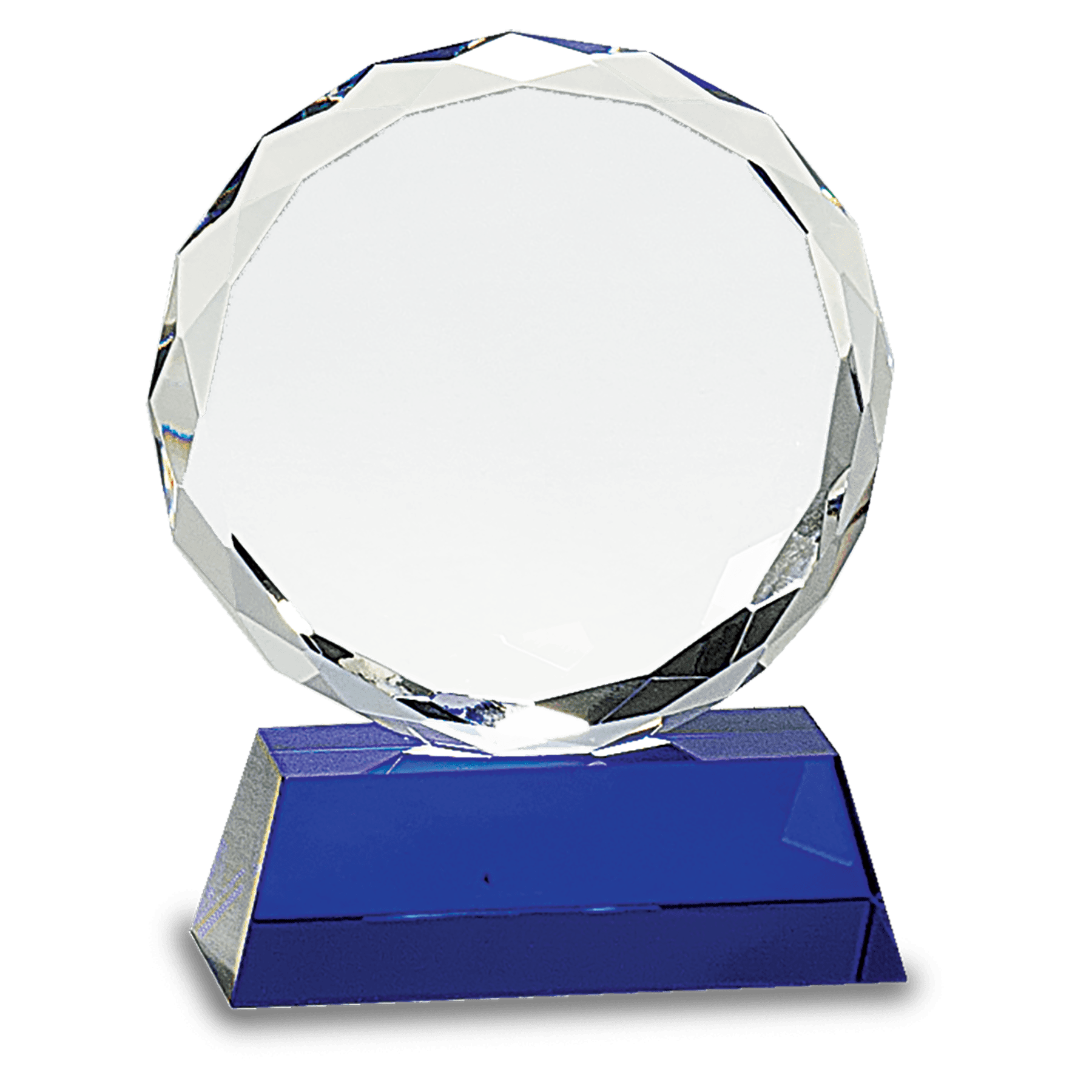 Round Facet Crystal on Pedestal Base - Blue - Awards & More #