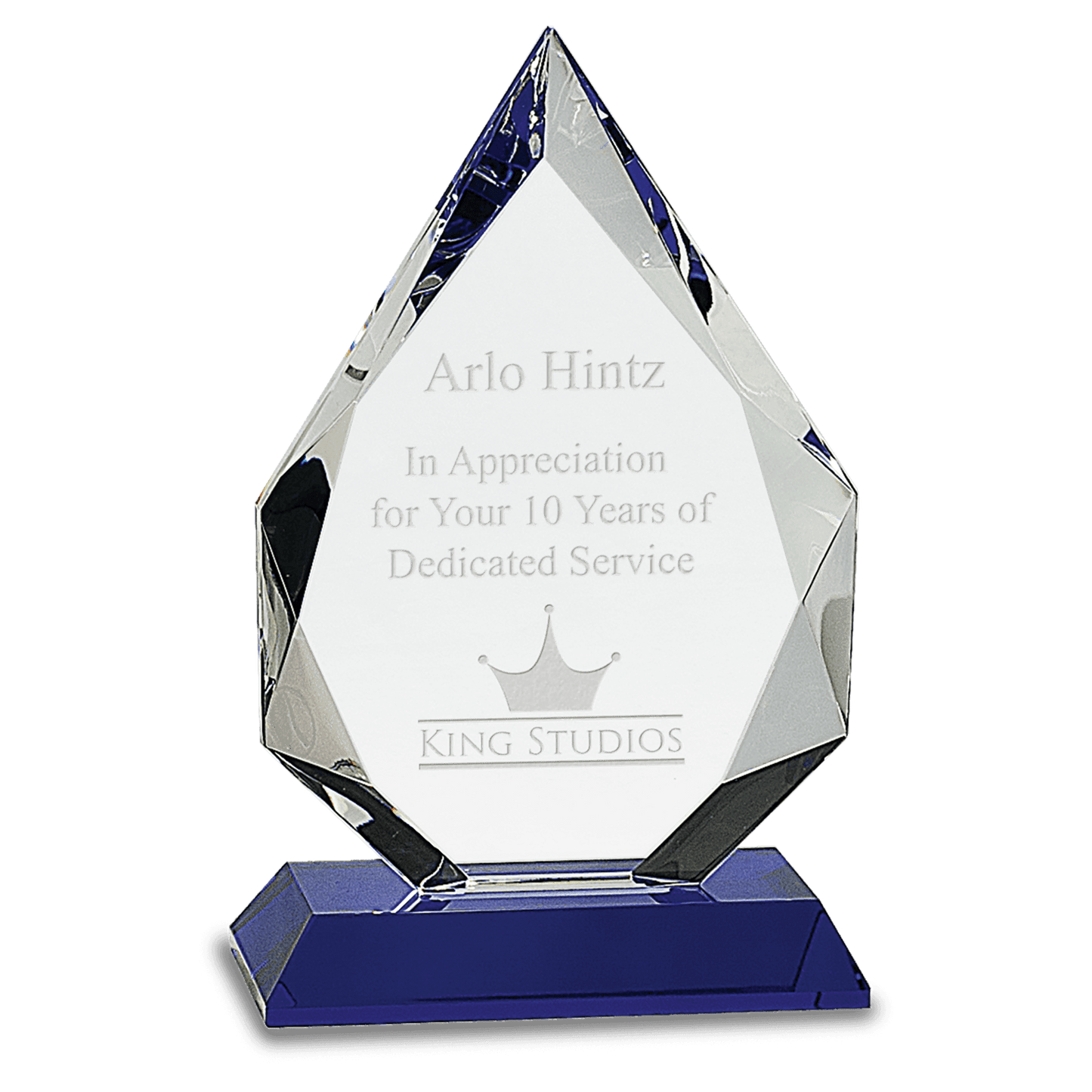 Diamond Crystal with Pedestal Base - Blue - Awards & More #