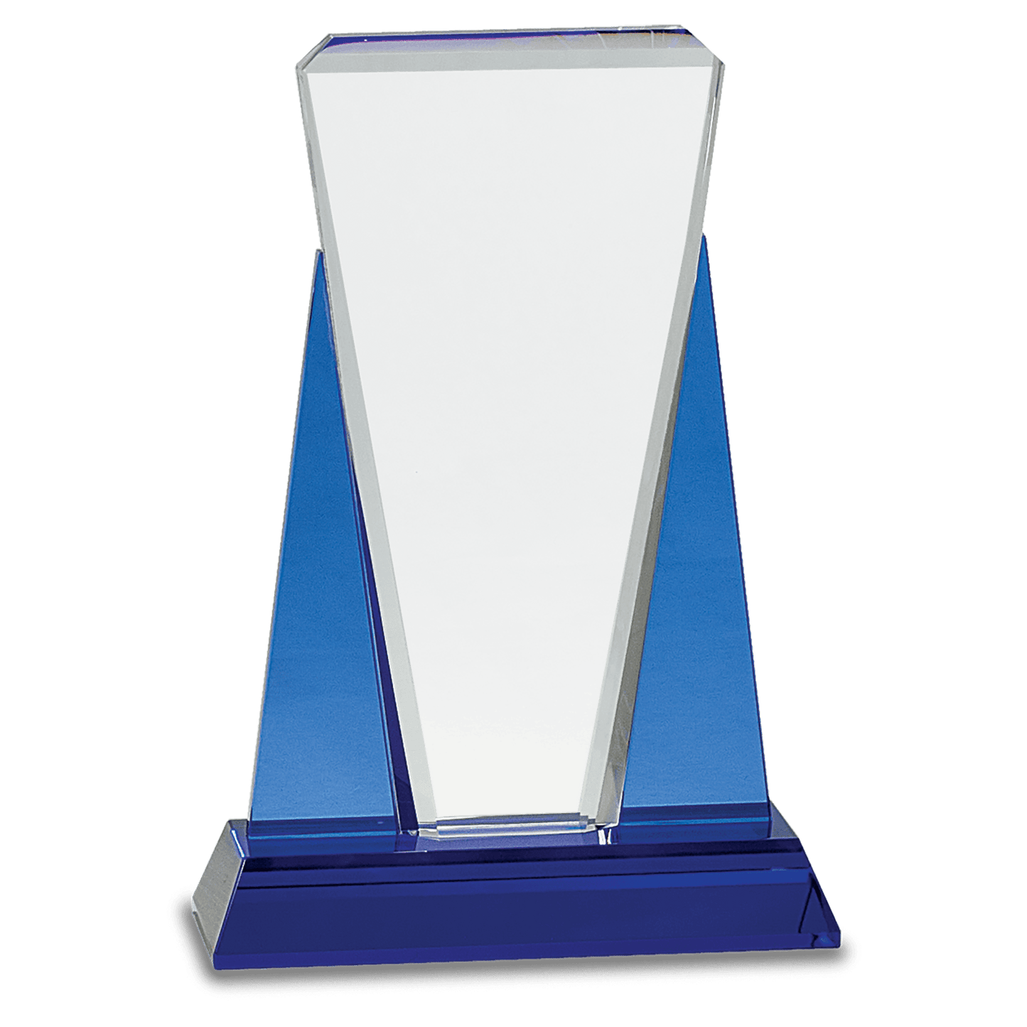Wedge Crystal on Pedestal Base - Blue - Awards & More #