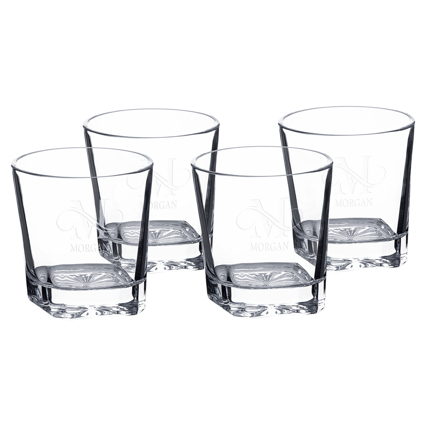Round Rocks Glasses Custom Engraving Set of 4