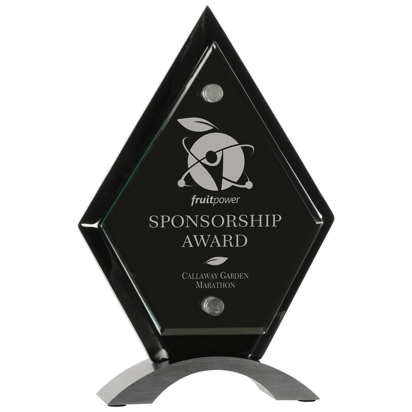 Diamond Floating Jade Glass Standup - Black Piano Finish - Awards & More #