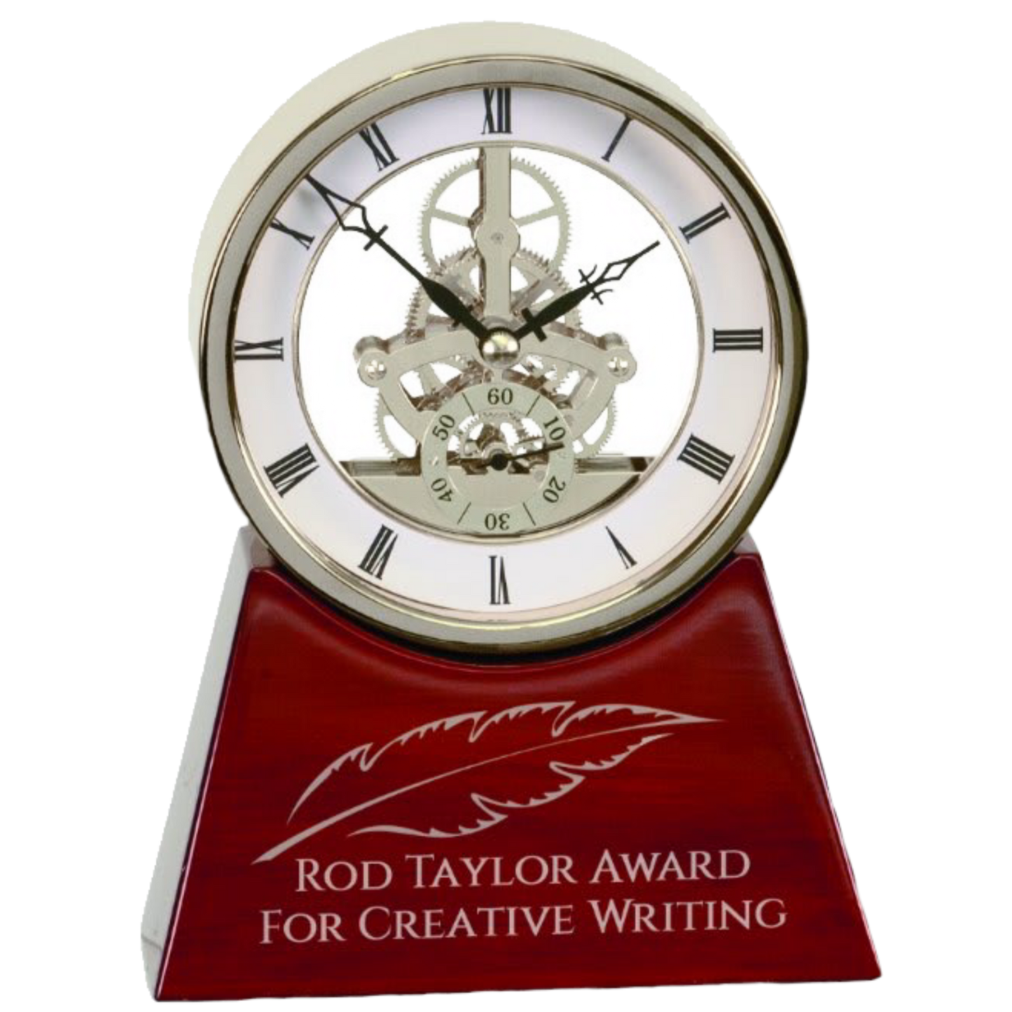 Executive Silver & Rosewood Piano Finish Clock - Custom Engraving