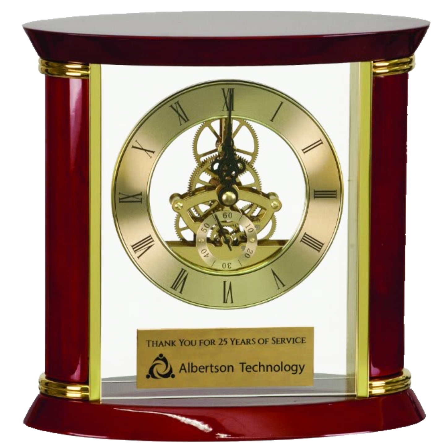Executive Gold & Rosewood Piano Finish Clock - Custom Engraving
