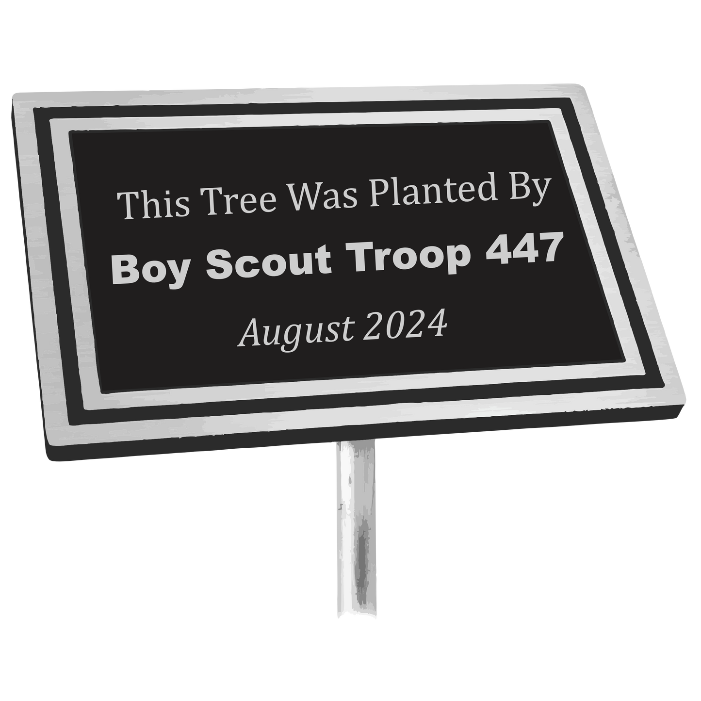 Silver/Black Standing Aluminum Outdoor Plaque Sign with Aluminum Rod - Awards & More #