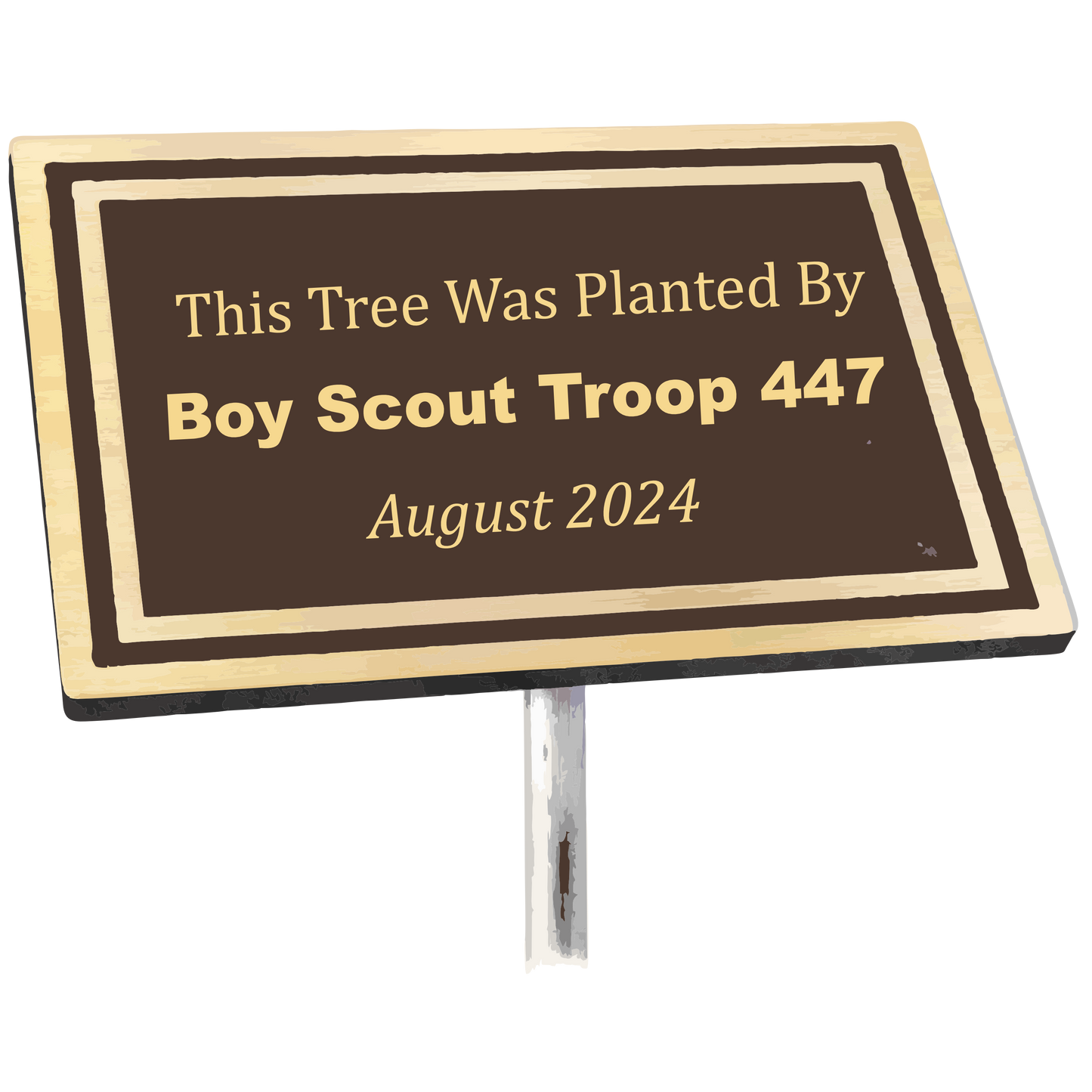 Gold/Brown Standing Aluminum Outdoor Plaque Sign with Aluminum Rod - Awards & More #