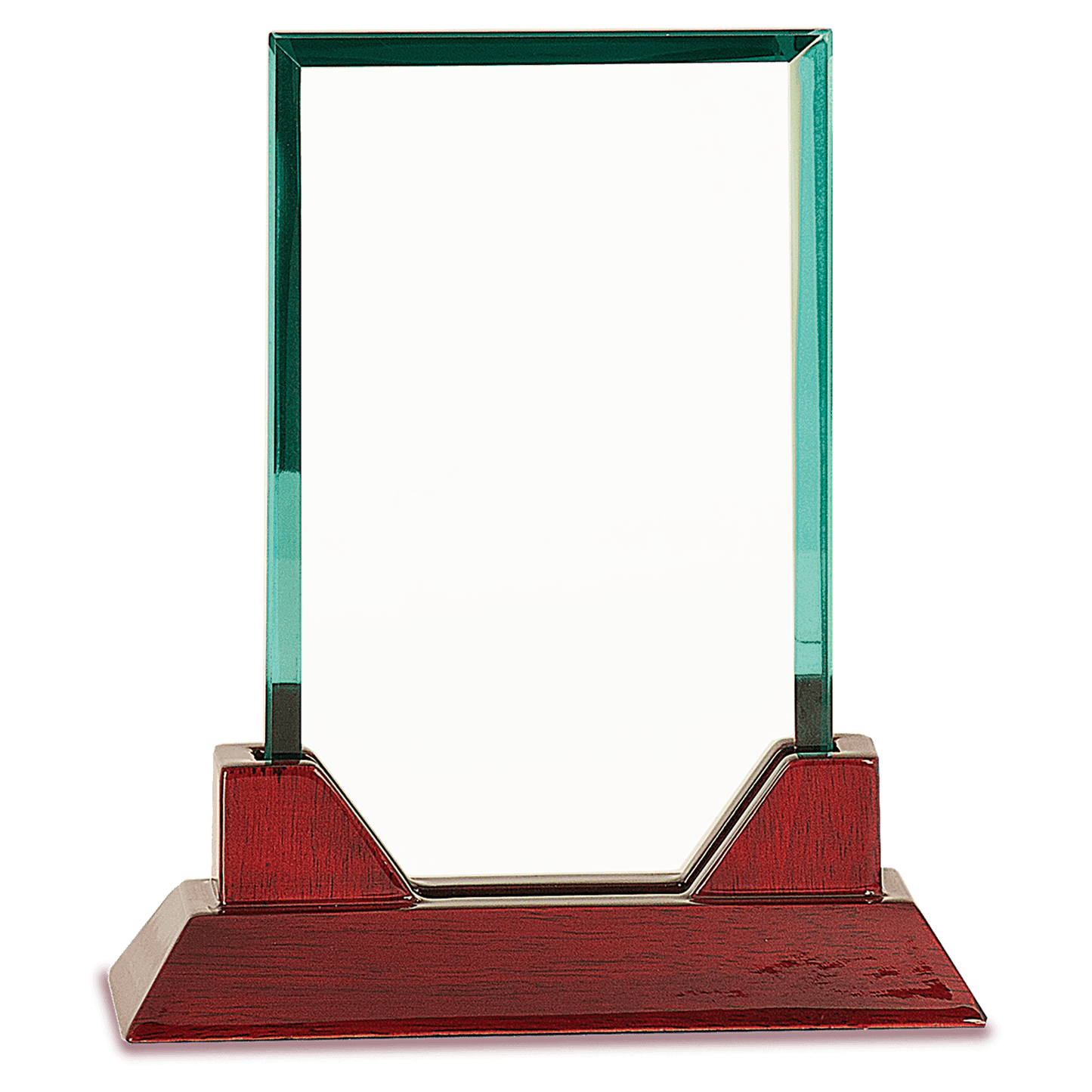 Rectangle Prestige Glass with Rosewood Base - Awards & More #