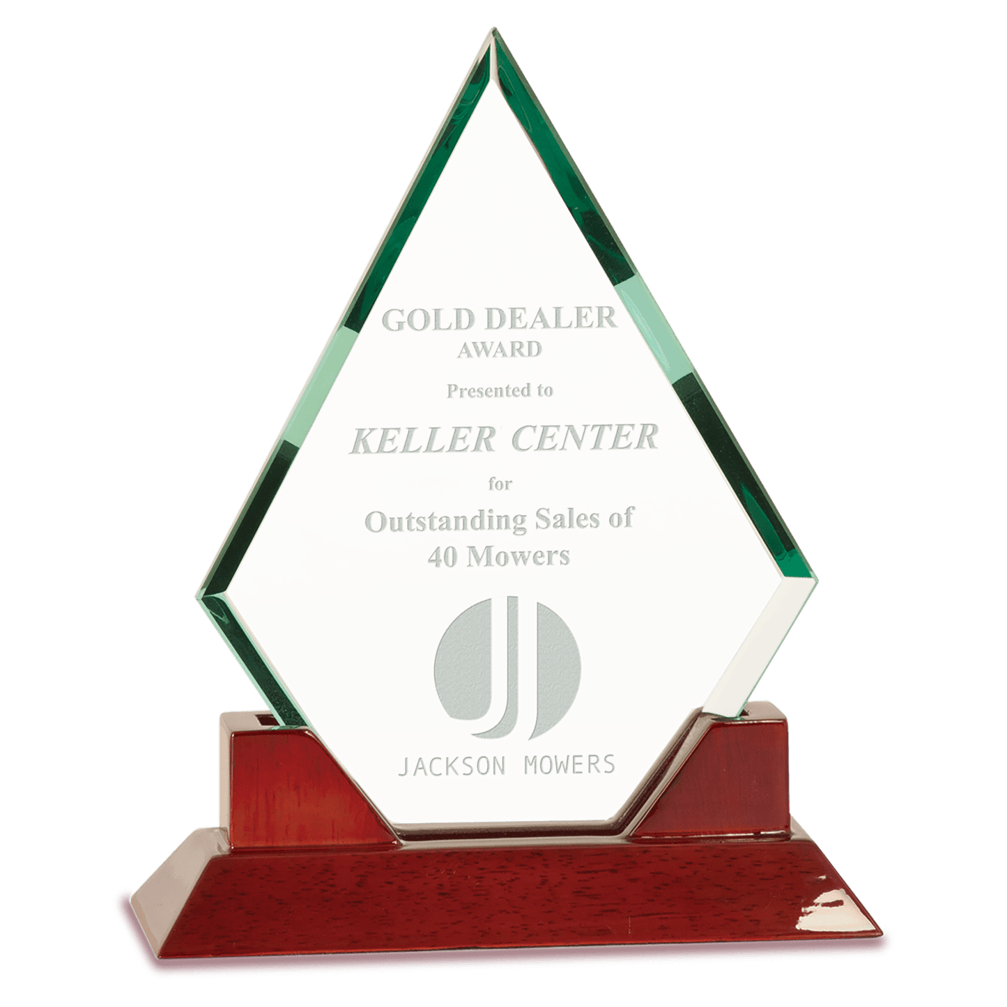 Jade Diamond Prestige Glass with Rosewood Base - Awards & More #