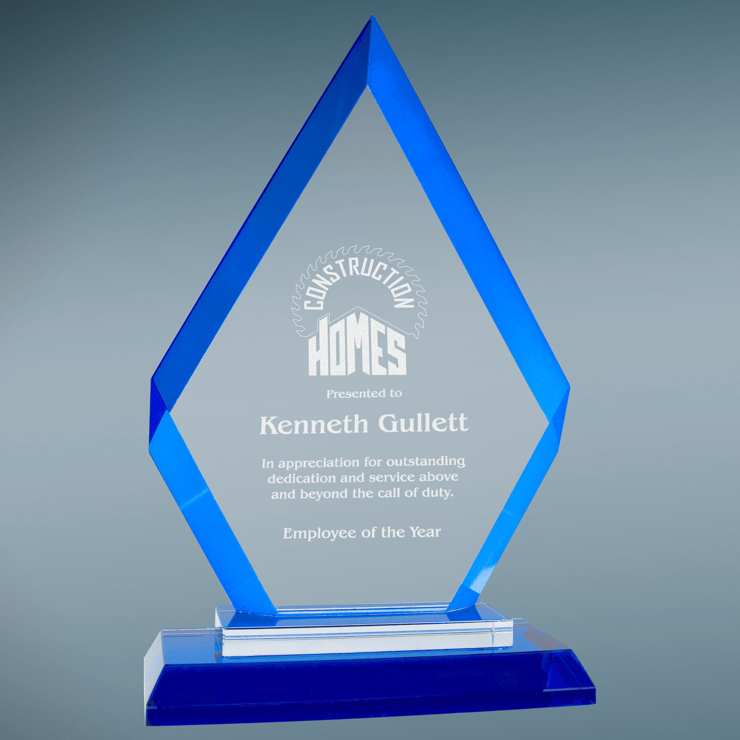 Diamond Regal Glass Award - Blue - Awards & More #