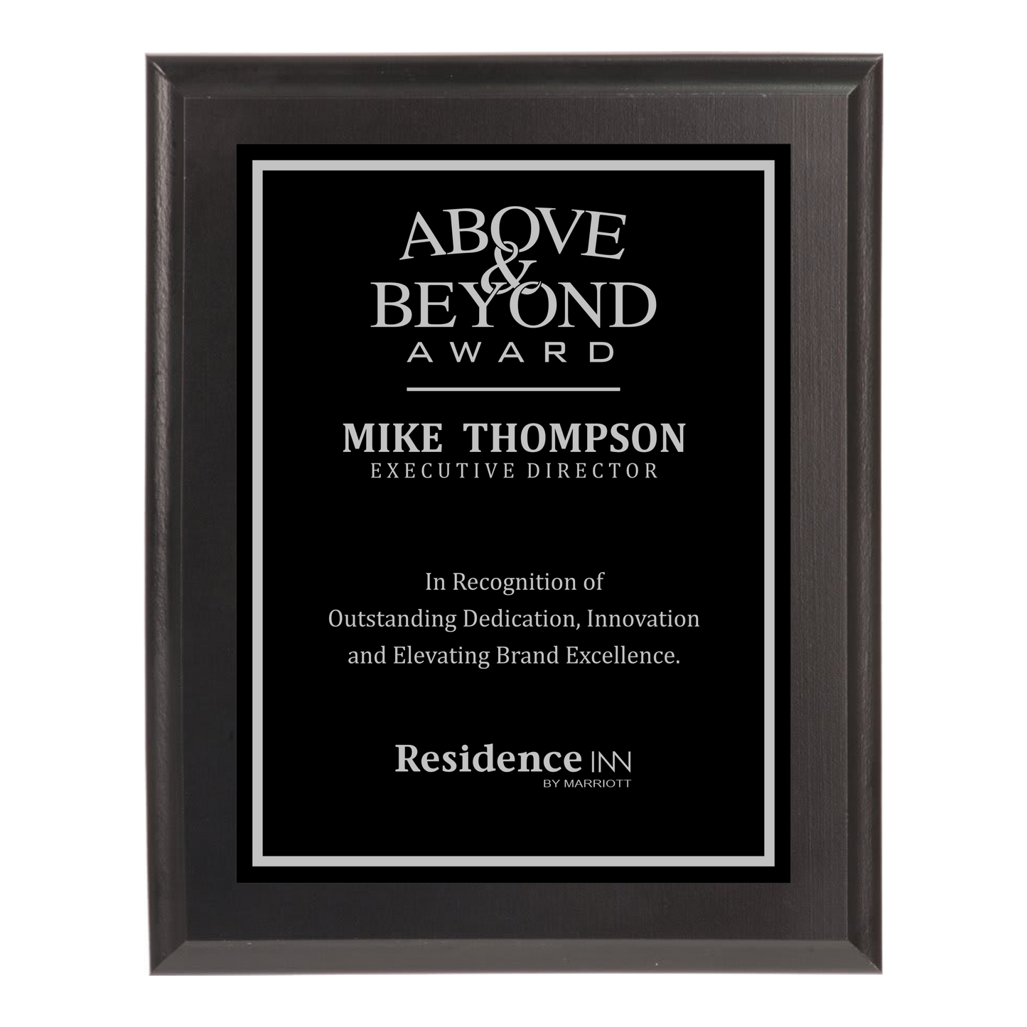 Classic Black Plaque - Black Plate with Silver Engraving - Awards & More #