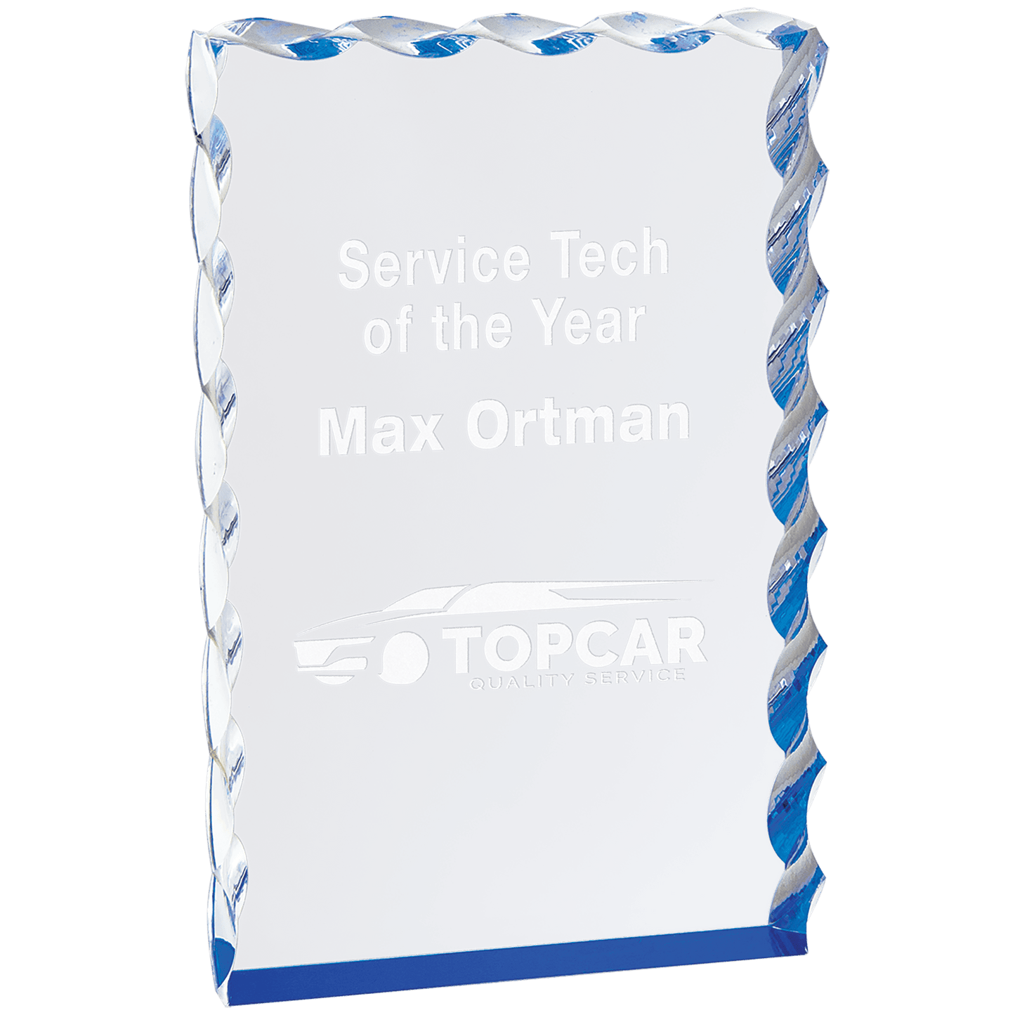 Wave Edge Acrylic Award - Blue - Awards & More #