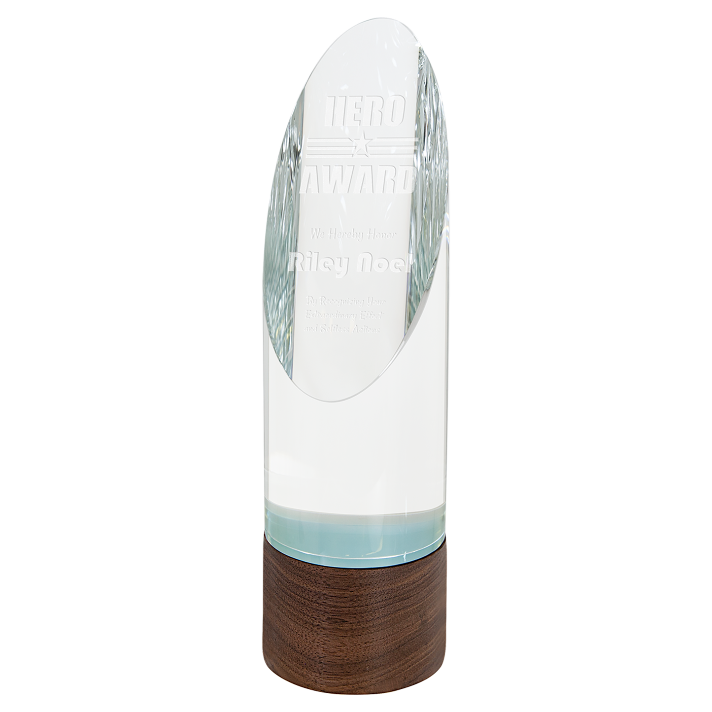 Cylinder Sierra Glass with Walnut Base - Awards & More #