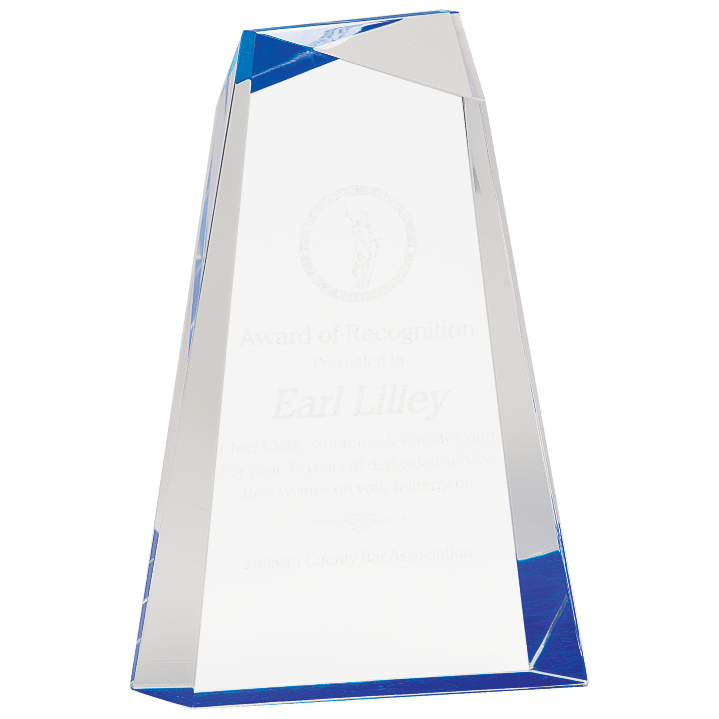 Facet Wedge Acrylic - Blue - Awards & More #