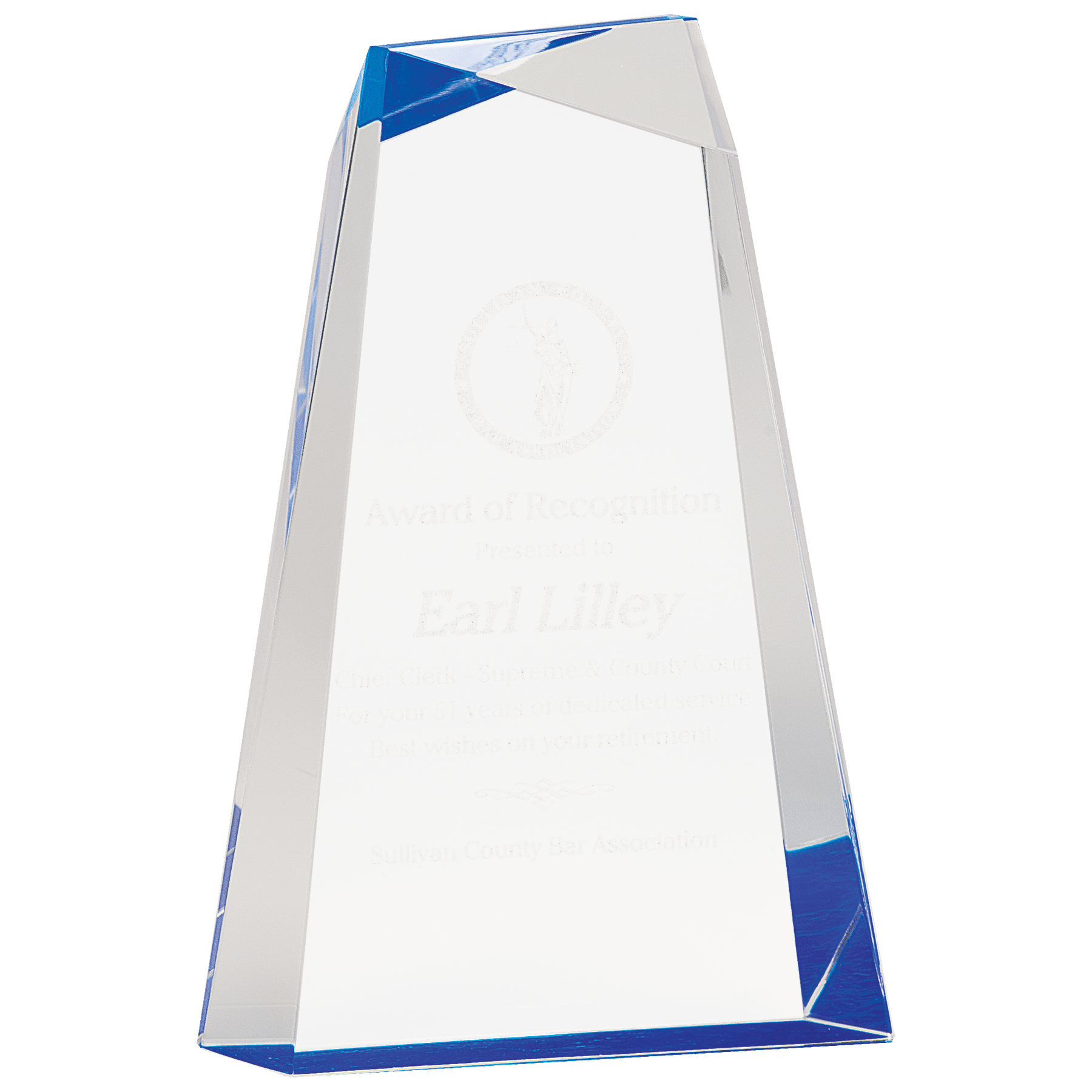Facet Wedge Acrylic - Blue - Awards & More #
