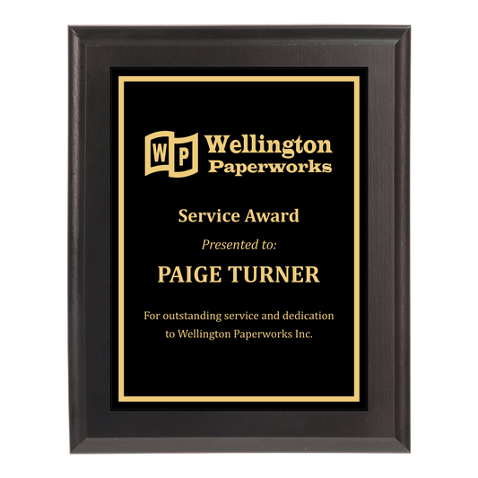 Classic Black Plaque - Black Plate with Gold Engraving - Awards & More #