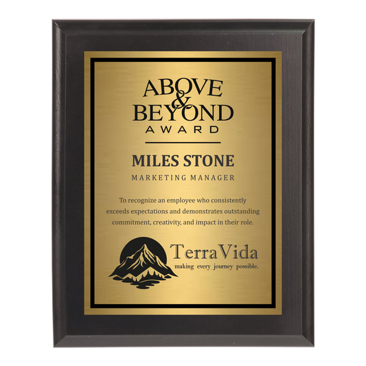 Classic Black Plaque - Gold Plate with Black Engraving - Awards & More #