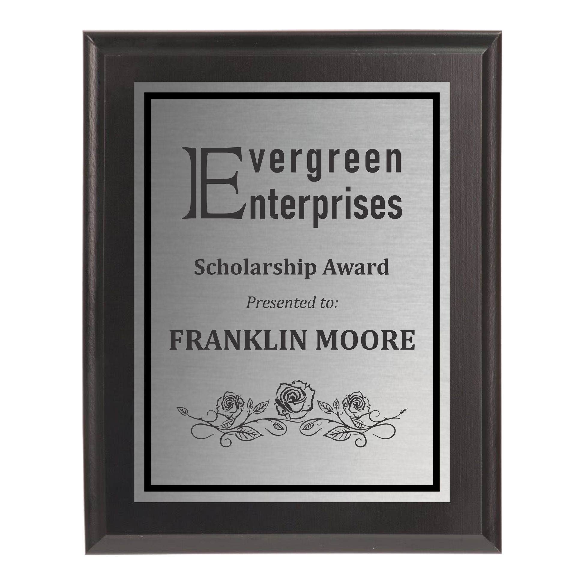Classic Black Plaque - Silver Plate with Black Engraving - Awards & More #