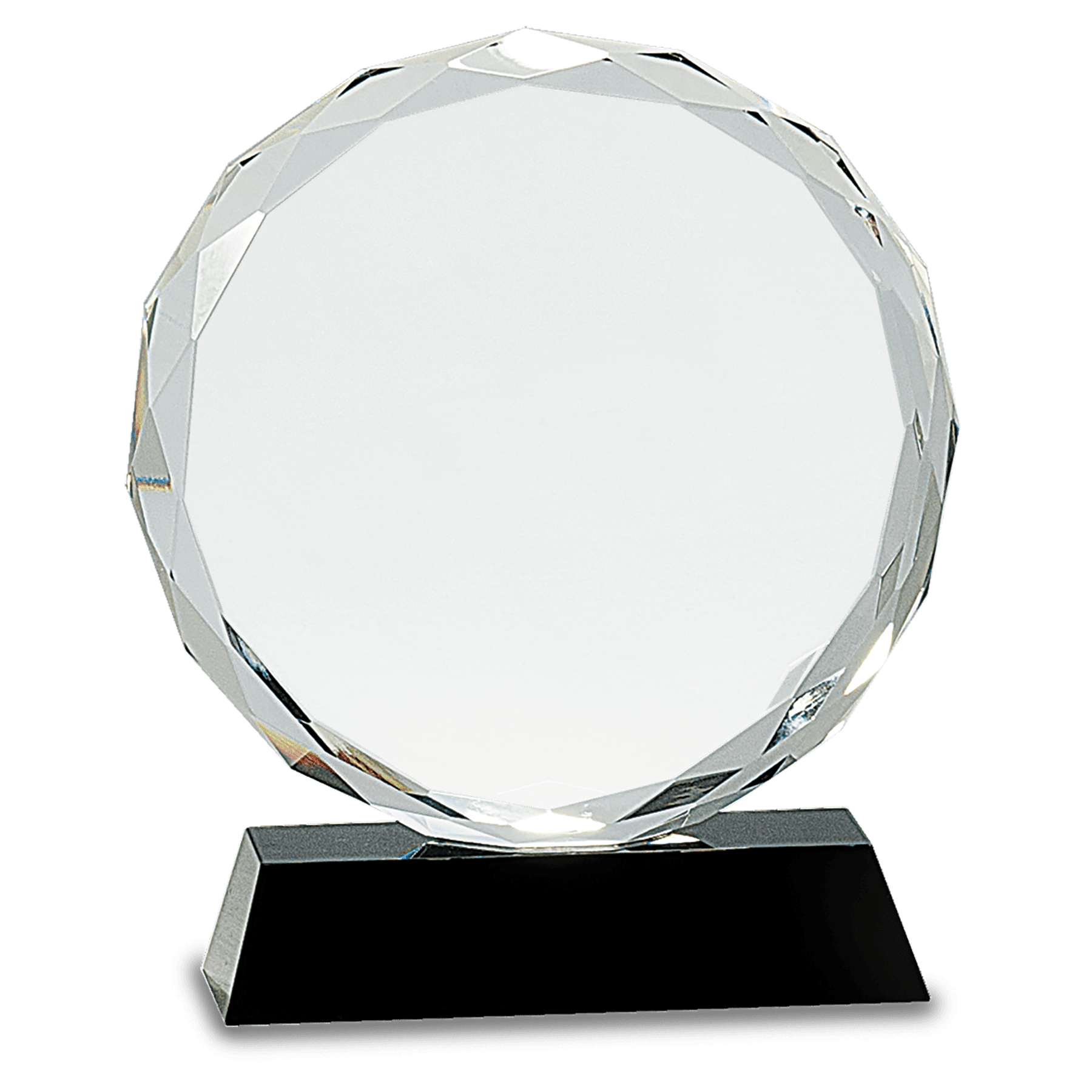 Round Facet Crystal on Pedestal Base - Black - Awards & More #