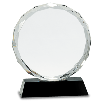 Round Facet Crystal on Pedestal Base - Black - Awards & More #