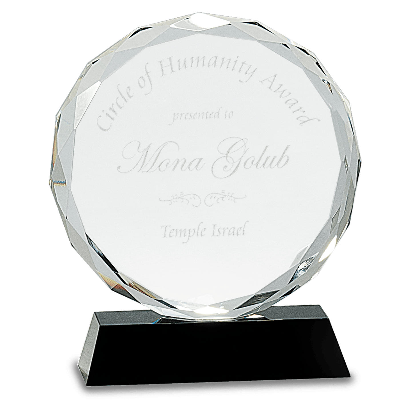 Round Facet Crystal on Pedestal Base - Black - Awards & More #