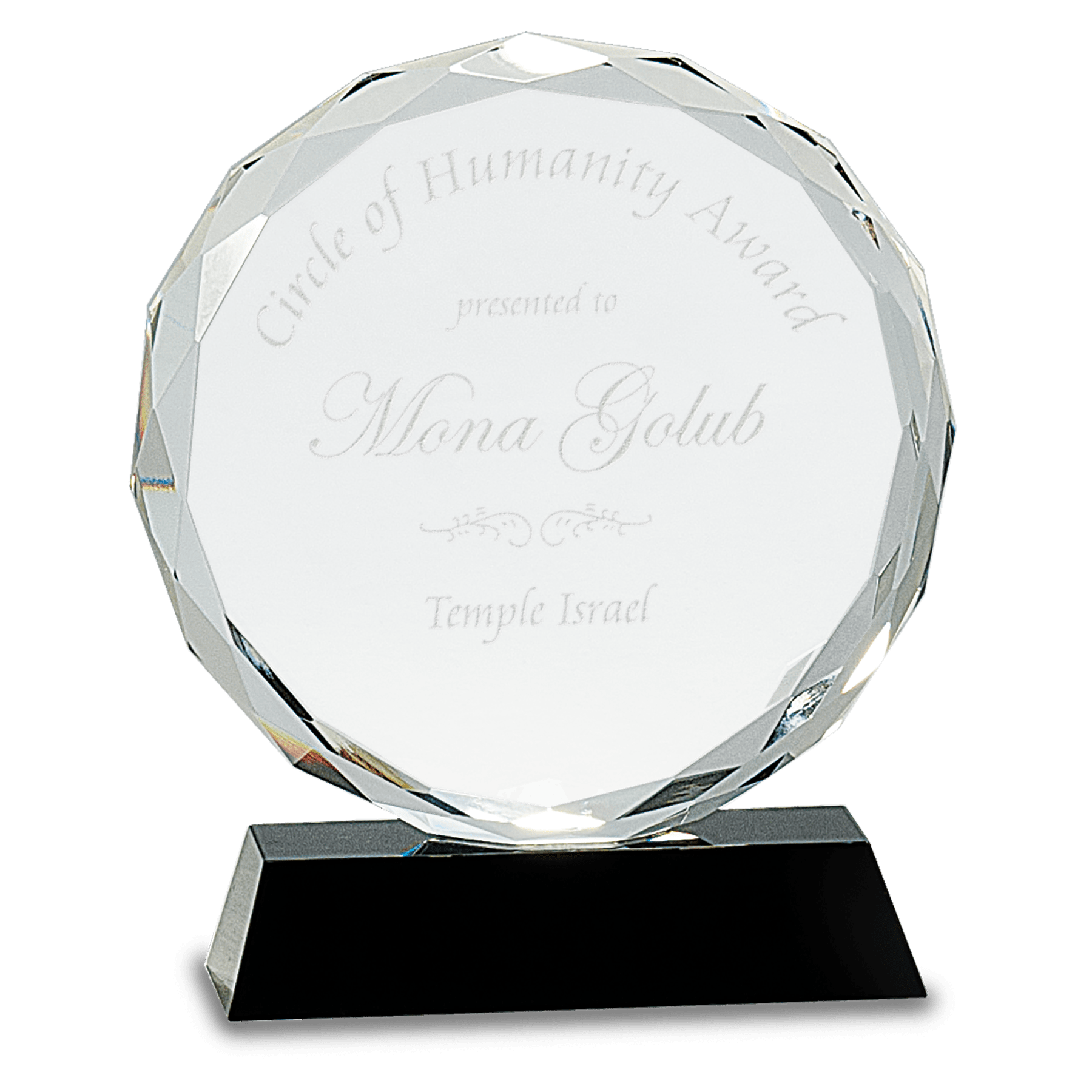Round Facet Crystal on Pedestal Base - Black - Awards & More #
