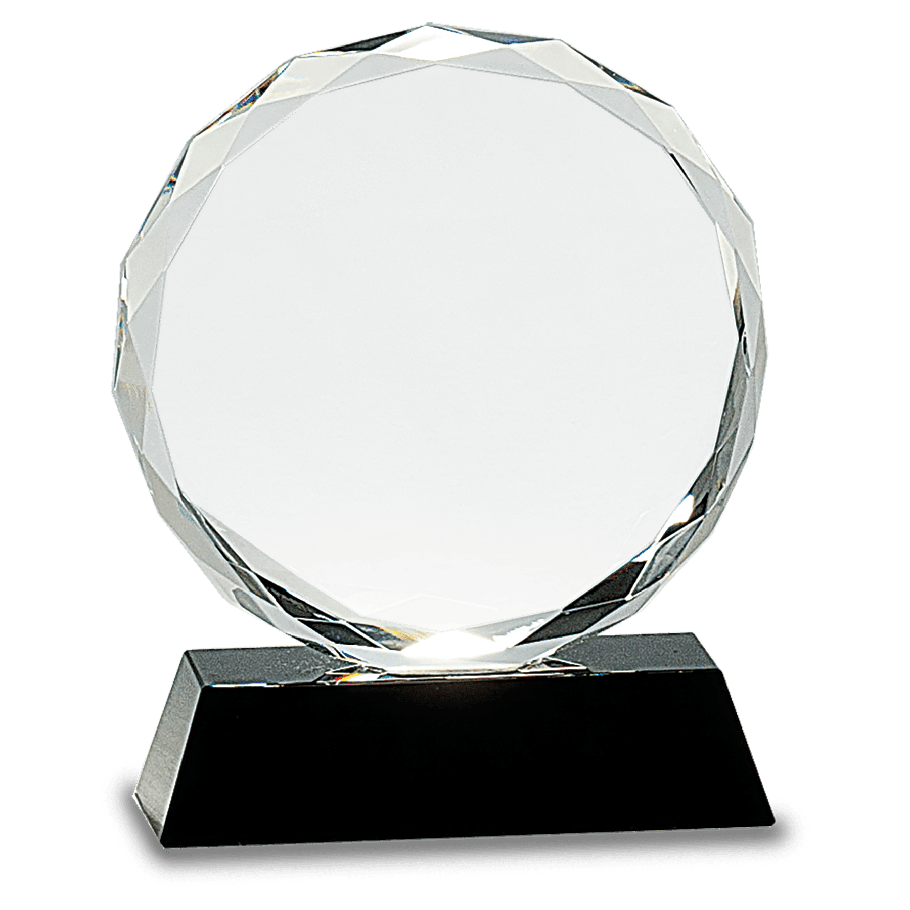 Round Facet Crystal on Pedestal Base - Black - Awards & More #
