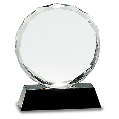 Round Facet Crystal on Pedestal Base - Black - Awards & More #