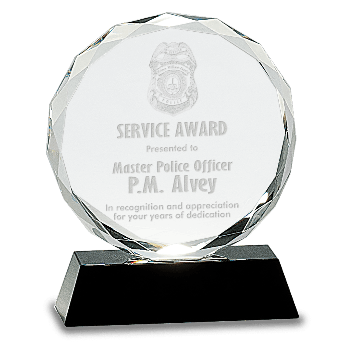 Round Facet Crystal on Pedestal Base - Black - Awards & More #