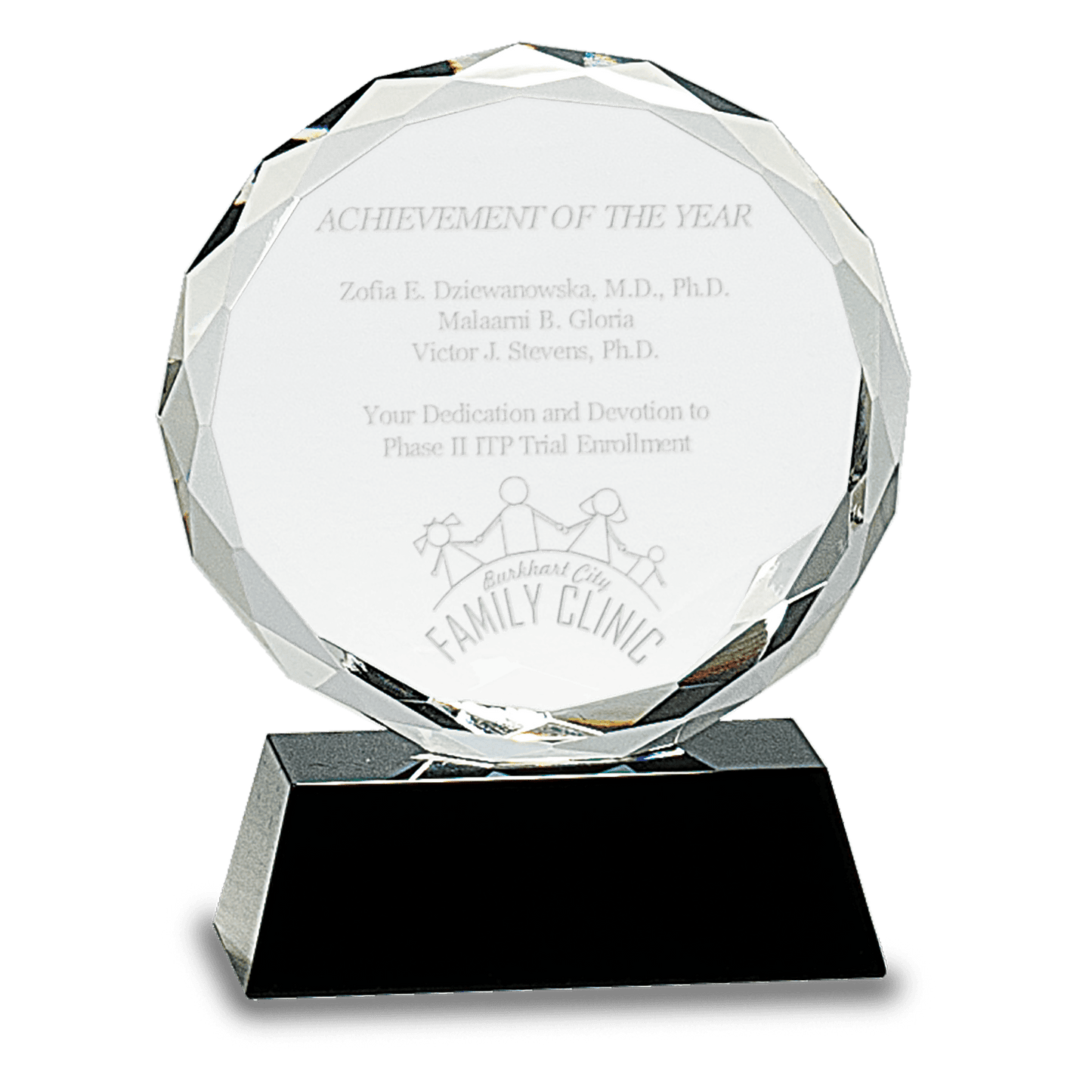 Round Facet Crystal on Pedestal Base - Black - Awards & More #