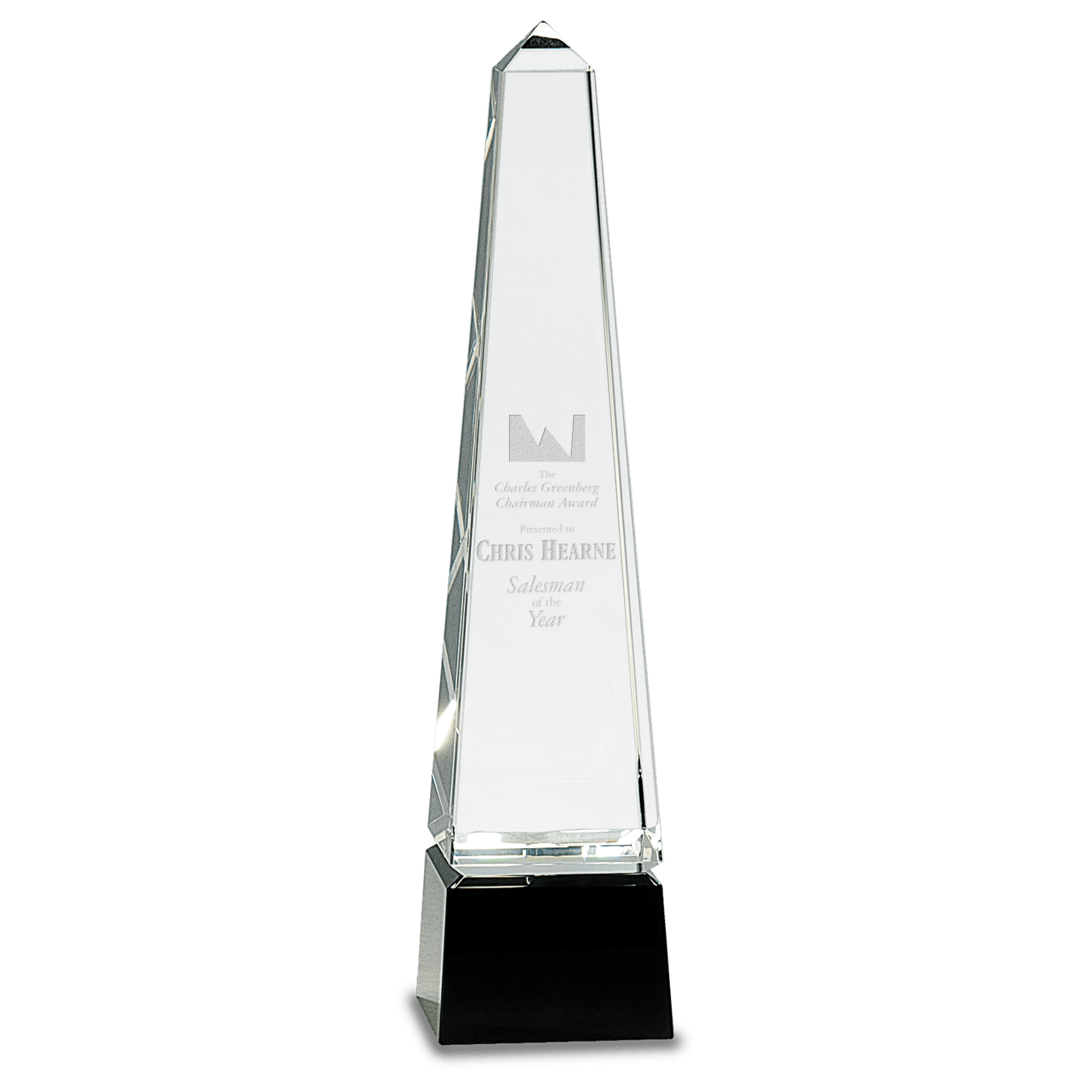 Obelisk Crystal Award with Pedestal Base - Black - Awards & More #