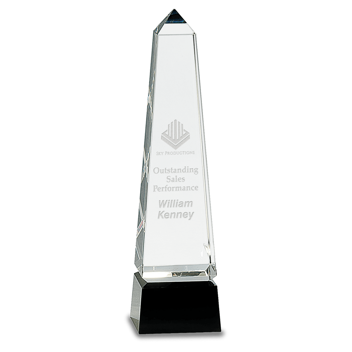 Obelisk Crystal Award with Pedestal Base - Black - Awards & More #