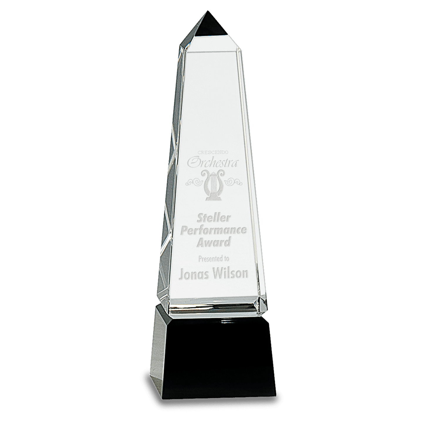 Obelisk Crystal Award with Pedestal Base - Black - Awards & More #
