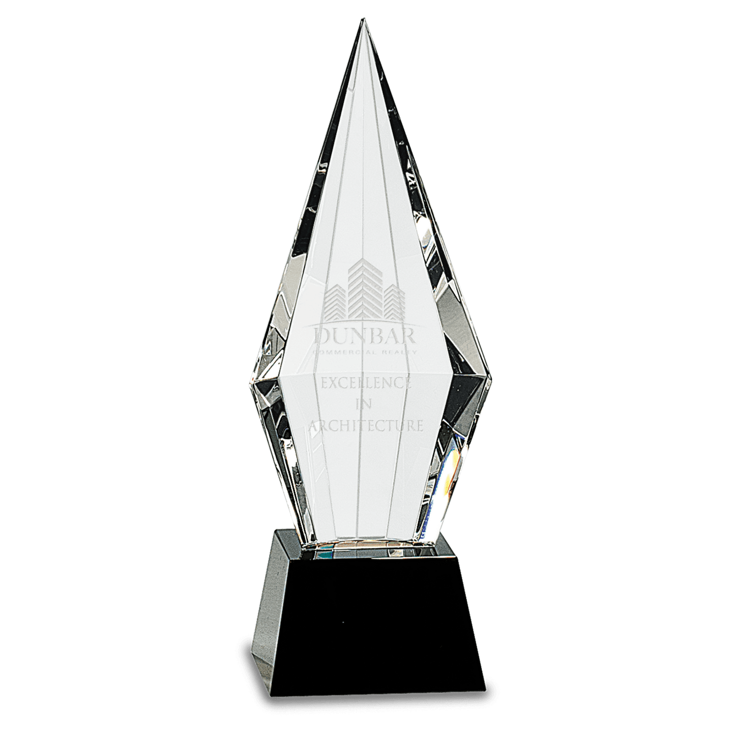 Obelisk Facet Crystal with Pedestal Base - Black - Awards & More #