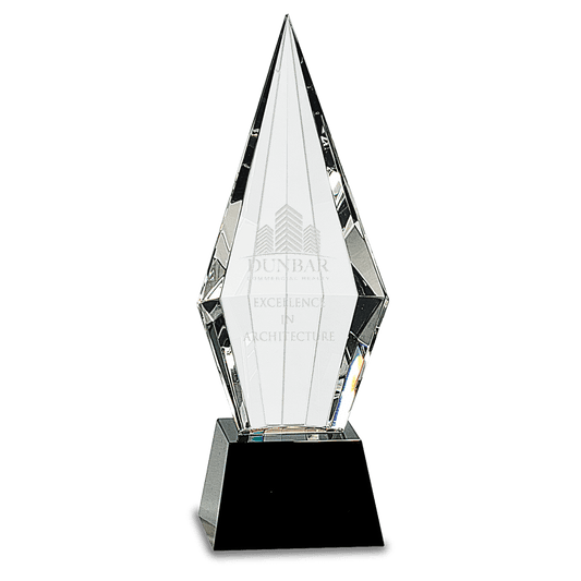 Obelisk Facet Crystal with Pedestal Base - Black - Awards & More #