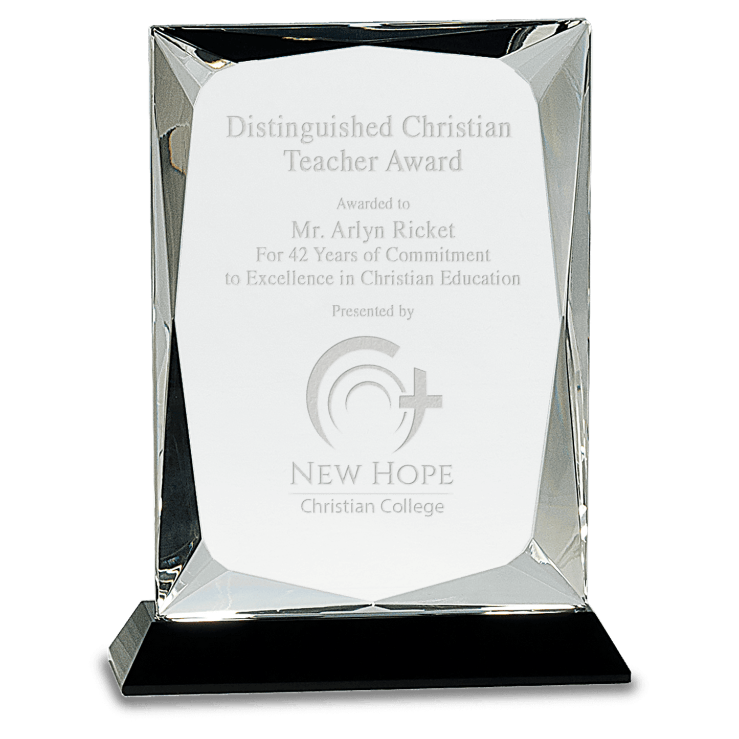 Crystal Rectangle on Base - Black - Awards & More #