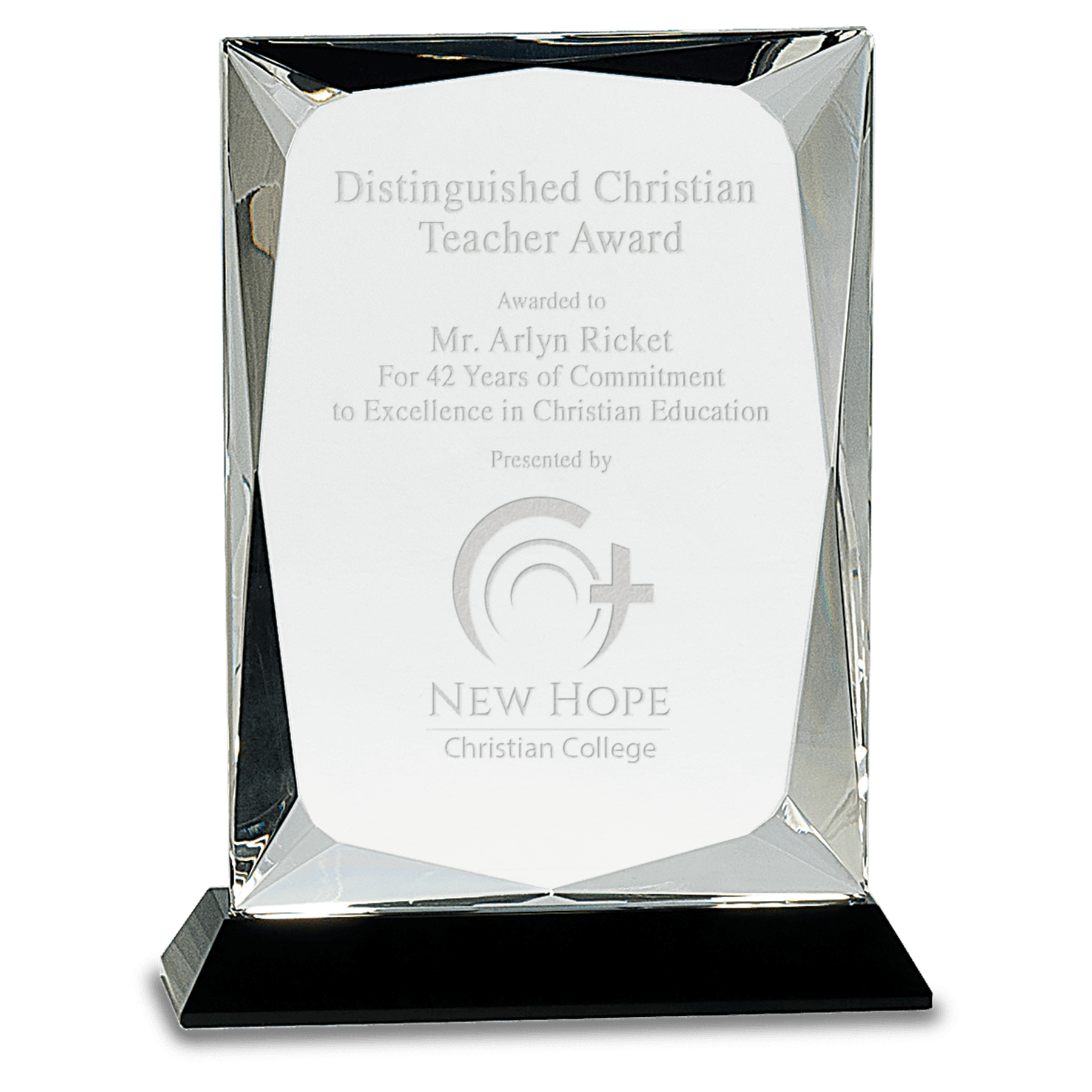 Crystal Rectangle on Base - Black - Awards & More #