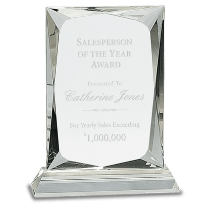 Rectangle Crystal on Base - Clear - Awards & More #