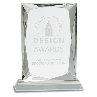 Rectangle Crystal on Base - Clear - Awards & More #