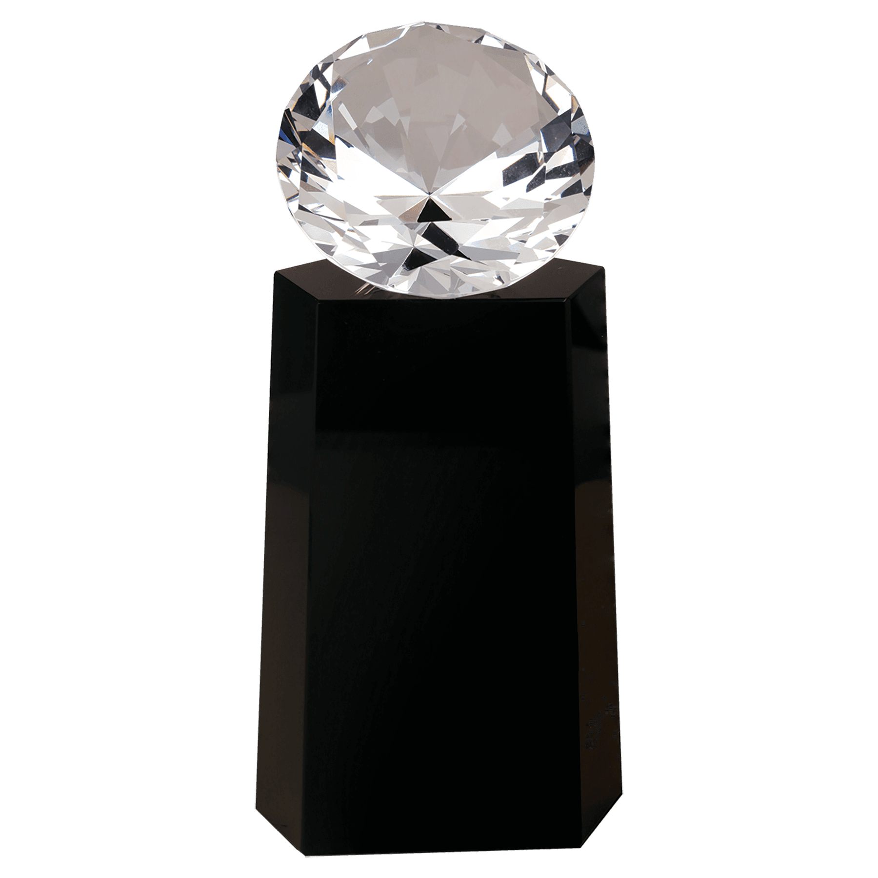 3D Crystal Diamond Award with Pedestal Base - Black - Awards & More #